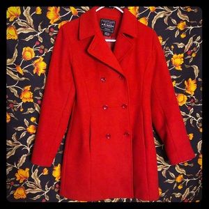 Arizona brand 100% wool red pea coat size Small